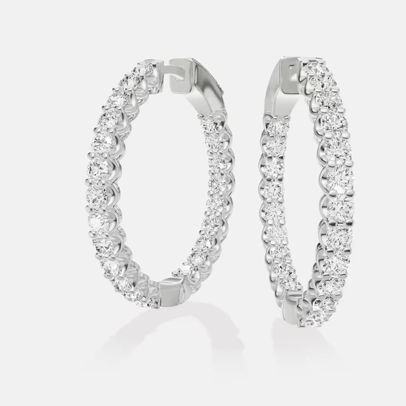 Baum Fine Jewelry Jewelry - (SOLD) White Gold Diamond Hoops